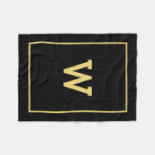 Couverture Polaire Monogramme initial d'or noir simple (Devant (Horizontal))