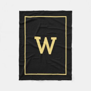 Couverture Polaire Monogramme initial d'or noir simple