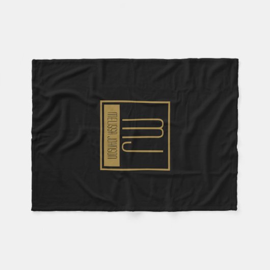 Couverture Polaire Monogramme initial noir et or moderne (Devant (Horizontal))
