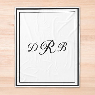 Couverture Polaire Monogramme Initial Personnalisé Calligraphie Class