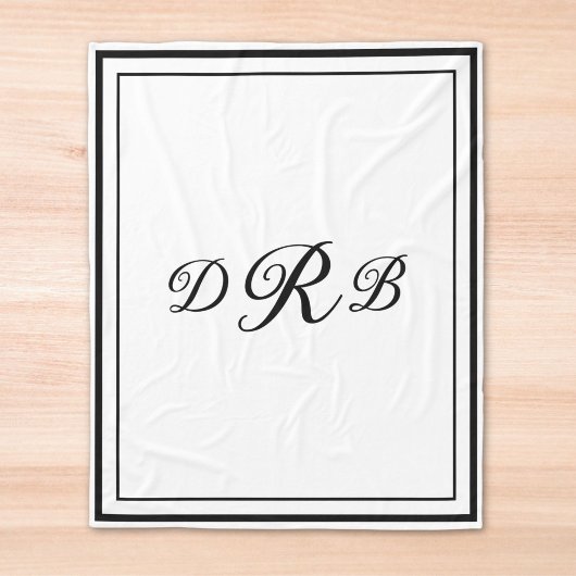 Couverture Polaire Monogramme Initial Personnalisé Calligraphie Class