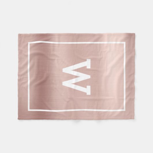 Couverture Polaire Monogramme initial rose simple (Devant (Horizontal))