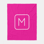 Couverture Polaire Monogramme Initial Simple & Moderne | Rose & Blanc (Devant)