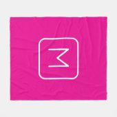 Couverture Polaire Monogramme Initial Simple & Moderne | Rose & Blanc (Devant (Horizontal))