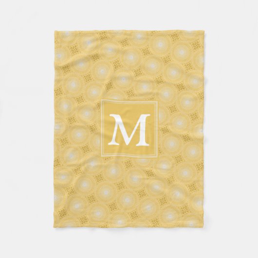Couverture Polaire Monogramme jaune cercles motif (Devant)