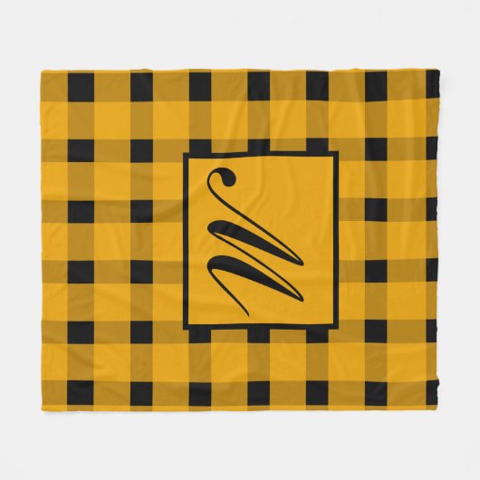 Couverture Polaire Monogramme Jaune noir En vichy Motif (Devant (Horizontal))
