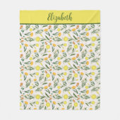 Couverture Polaire Monogramme Jaune Orange Vert Floral Boho tendance (Devant)