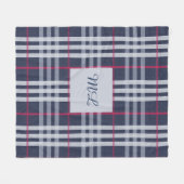 Couverture Polaire Monogrammé London Plaid Checked Navy Blue (Devant (Horizontal))