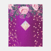 Couverture Polaire Monogramme Magenta Rosegold Parties scintillant mé (Devant)