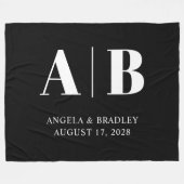 Couverture Polaire Monogramme Mariage noir et blanc (Devant (Horizontal))