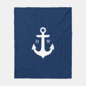 Couverture Polaire Monogramme marin Ancre bleue (Devant)
