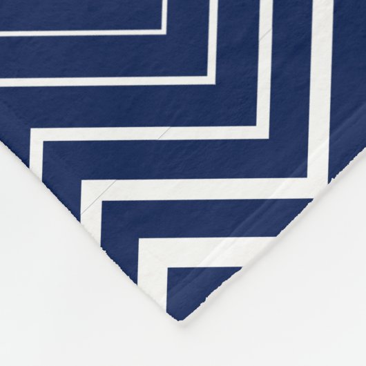 Couverture Polaire Monogramme Marine Bleu Et Blanc Zigzag Chevron (Coin)