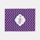 Couverture Polaire Monogramme Marine-Bleu Et Rose Zigzag Chevron (Devant (Horizontal))