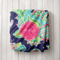Monogramme Marine et rose Boho Paisley