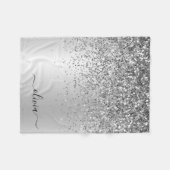 Couverture Polaire Monogramme métallisé pailleté argent Nom Glamour (Devant (Horizontal))