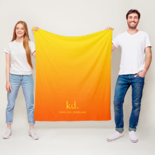 Couverture Polaire Monogramme minimaliste orange jaune