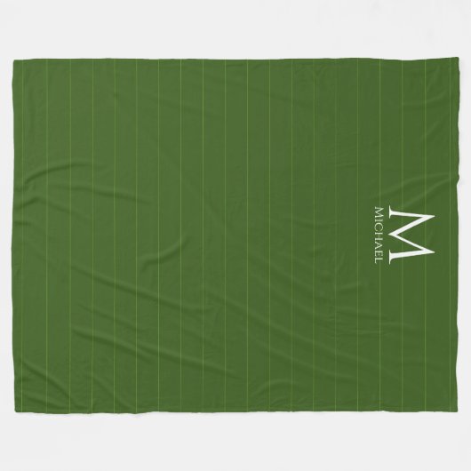 Couverture Polaire Monogramme Modèle initial Forêt personnalisée Vert (Devant (Horizontal))