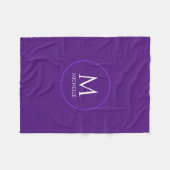 Couverture Polaire Monogramme Modèle initial Royal Purple Personnalis (Devant (Horizontal))