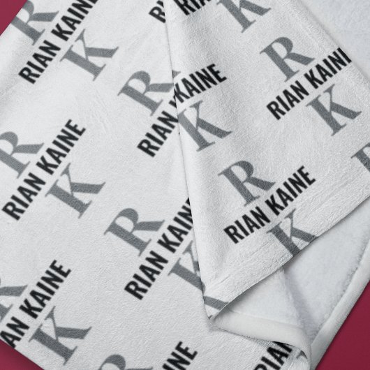 Couverture Polaire Monogramme moderne à 2 lettres répétée partout