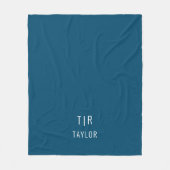 Couverture Polaire Monogramme moderne bleu et blanc élégant (Devant)