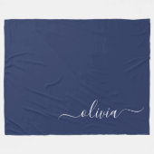 Couverture Polaire Monogramme moderne bleu marine et blanc (Devant (Horizontal))