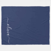 Couverture Polaire Monogramme moderne bleu marine et blanc (Devant (Horizontal))