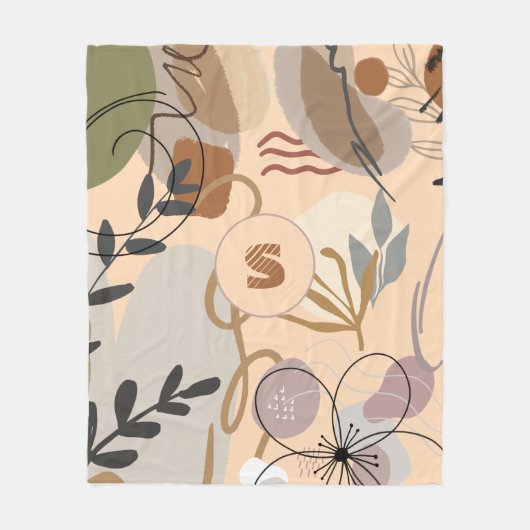Couverture Polaire Monogramme Moderne Boho Abstrait Floral (Devant)