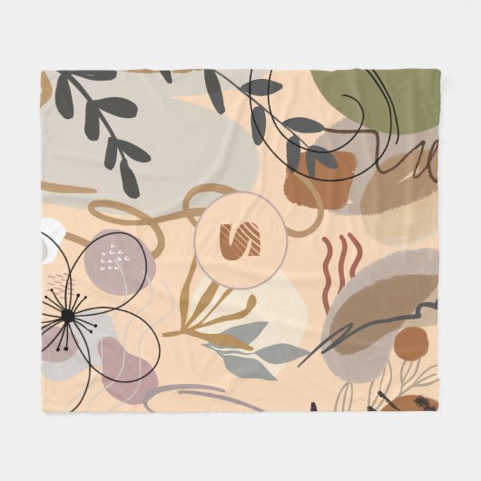 Couverture Polaire Monogramme Moderne Boho Abstrait Floral (Devant (Horizontal))