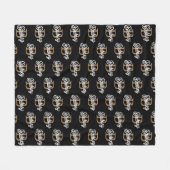 Couverture Polaire Monogramme moderne élégant Nom Black Gold Script (Devant (Horizontal))