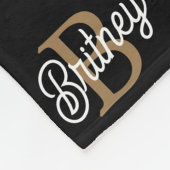 Couverture Polaire Monogramme moderne élégant Nom Black Gold Script (Coin)