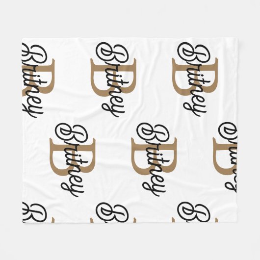 Couverture Polaire Monogramme moderne élégant Nom Black Gold Script (Devant (Horizontal))