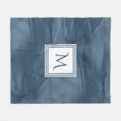 Couverture Polaire Monogramme moderne en marbre subtil bleu marine si (Devant (Horizontal))