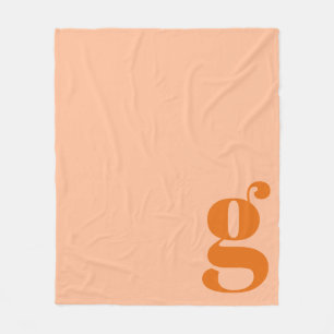 Couverture Polaire Monogramme moderne Gras Peach Initial Orange Minim