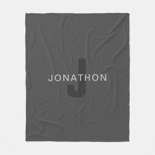 Couverture Polaire Monogramme moderne gris foncé modifiable Modèle de (Devant)