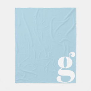 Couverture Polaire Monogramme Moderne Lettre Initiale Joli Bleu Clair