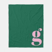 Couverture Polaire Monogramme Moderne Lettre Initiale Rose Vert Prépa (Devant)