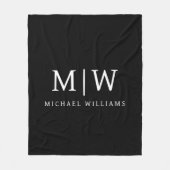Couverture Polaire Monogramme moderne minimaliste noir et blanc (Devant)