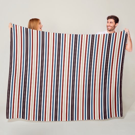 Couverture Polaire Monogramme moderne Motif rayé coloré (En situation)
