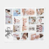 Couverture Polaire Monogramme moderne Nom 14 Photo Collage Blanc (Devant (Horizontal))