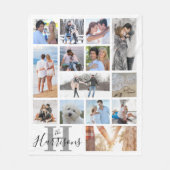 Couverture Polaire Monogramme moderne Nom 14 Photo Collage White Flee (Devant)