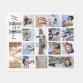 Couverture Polaire Monogramme moderne Nom 14 Photo Collage White Flee (Devant (Horizontal))