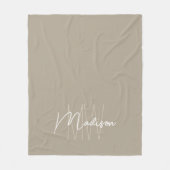 Couverture Polaire Monogramme moderne Nom Script Beige (Devant)