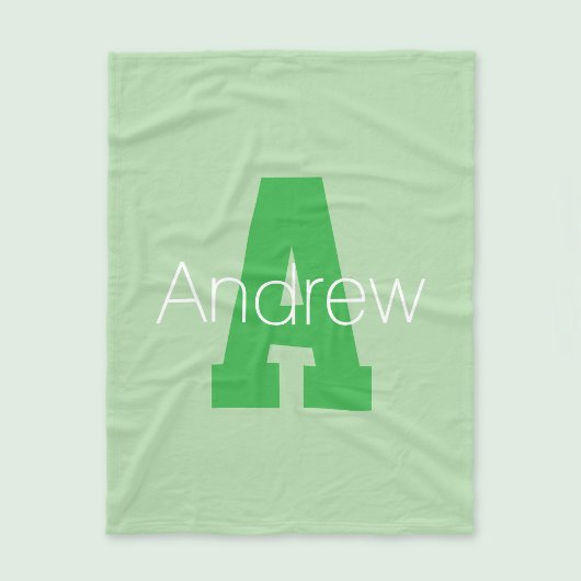 Couverture Polaire Monogramme moderne | Pale & Kelly Green