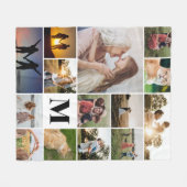 Couverture Polaire Monogramme moderne Personnalisé 14 Photo Collage (Devant (Horizontal))