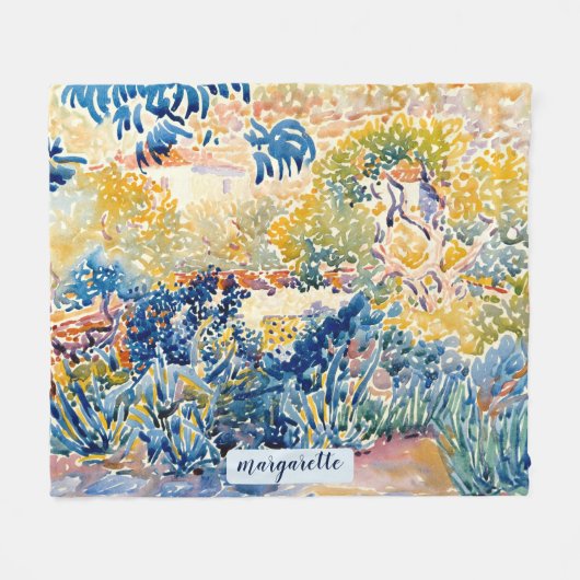 Couverture Polaire Monogramme moderne personnalisé Nom Jardin de l'ar (Devant (Horizontal))