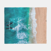 Couverture Polaire Monogramme moderne personnalisé Nom Summer Beach (Devant (Horizontal))