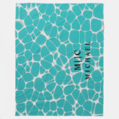 Couverture Polaire monogramme moderne simple bleu et blanc (Devant)