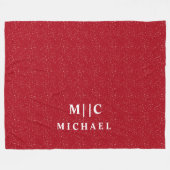 Couverture Polaire monogramme moderne simple saupoudré rouge et blanc (Devant (Horizontal))