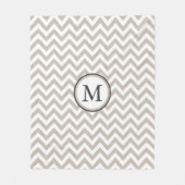 Couverture Polaire Monogramme Motif blanc et gris chaud (Devant)