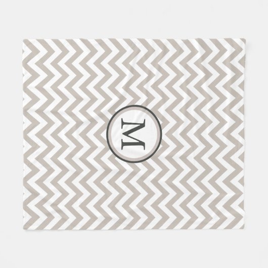 Couverture Polaire Monogramme Motif blanc et gris chaud (Devant (Horizontal))
